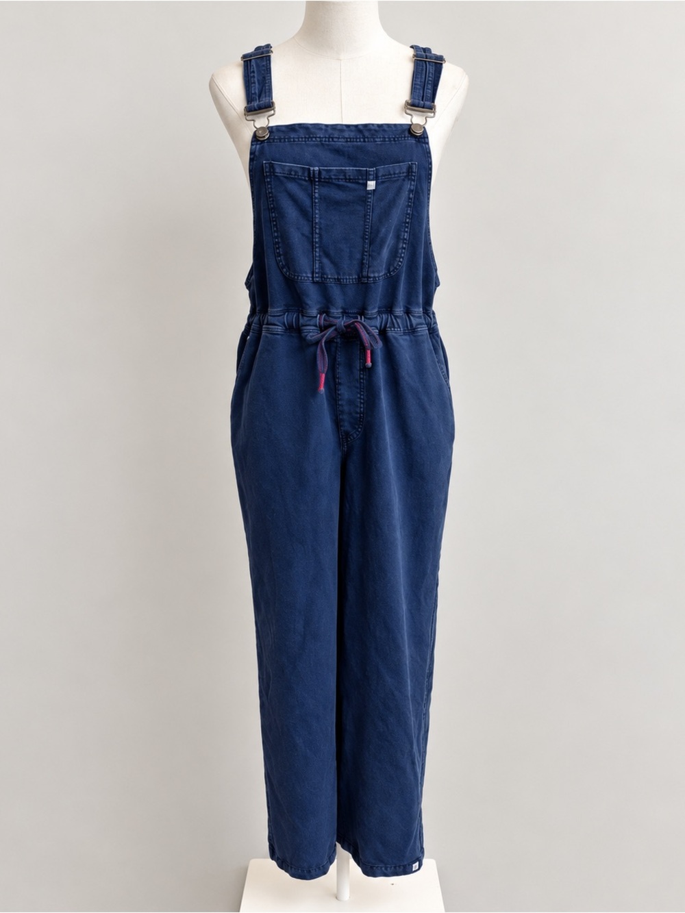 Sundance Knit Overalls Petite S Blue Wide Leg Drawstring Jumpsuit